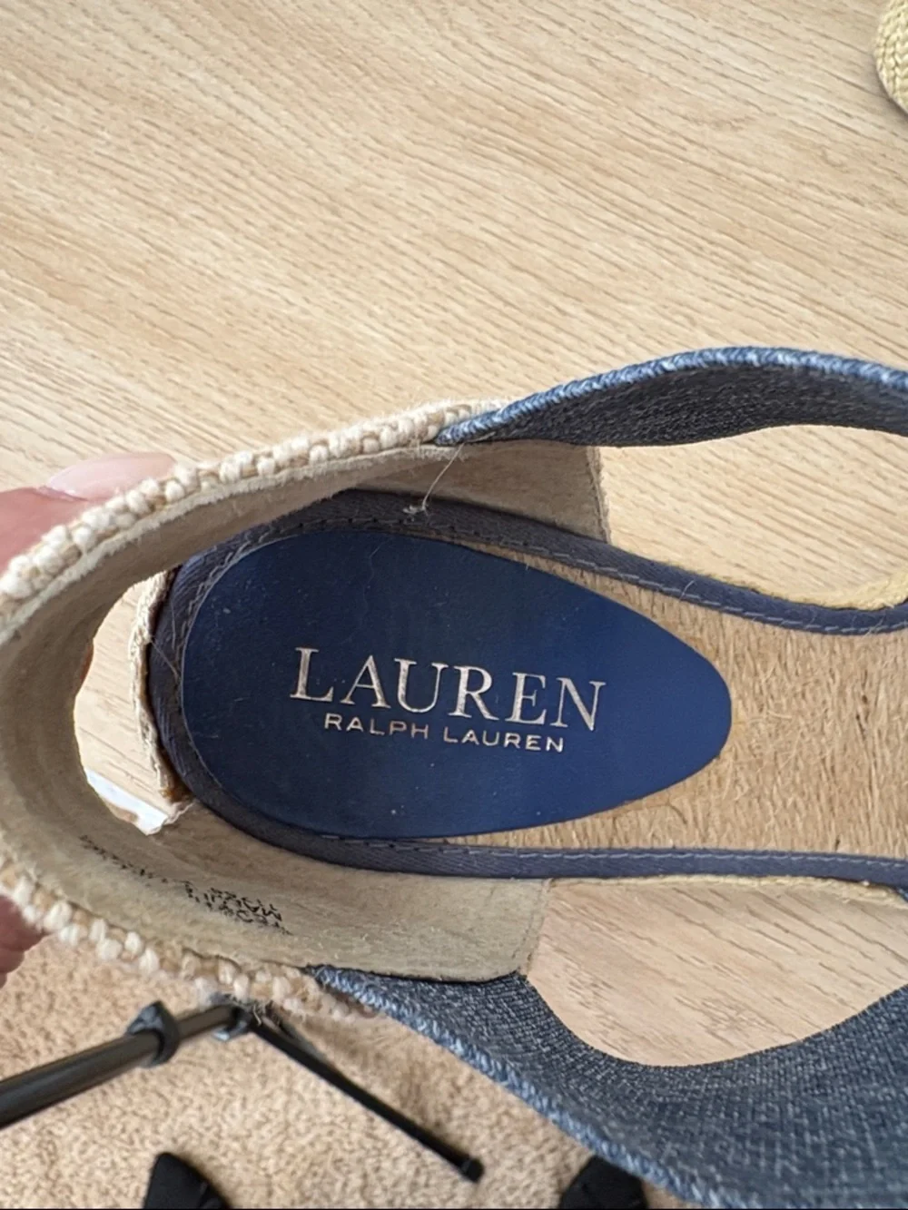 Lauren Ralph Lauren Charla denim blue canvas wedge‎ espadrille sandals size 8.5
